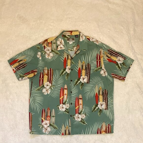 Vintage Kalaheo Hawaiian Shirt Mens Sz XL  Surf Boards Tropical Made in USA - Picture 1 of 7